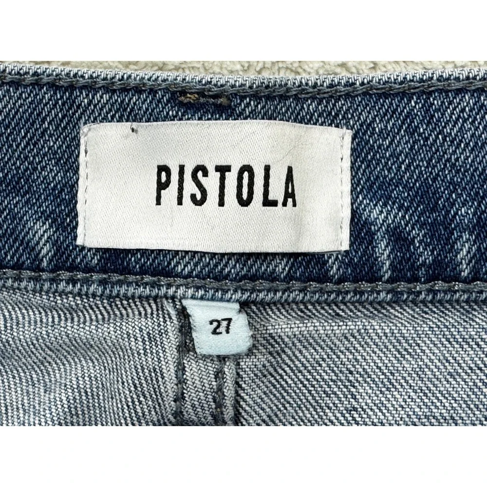 Pistola Womens Lana High Rise Ultra Wide Leg Raw Hem Blue Jeans 27 Meas: 27x26.5
